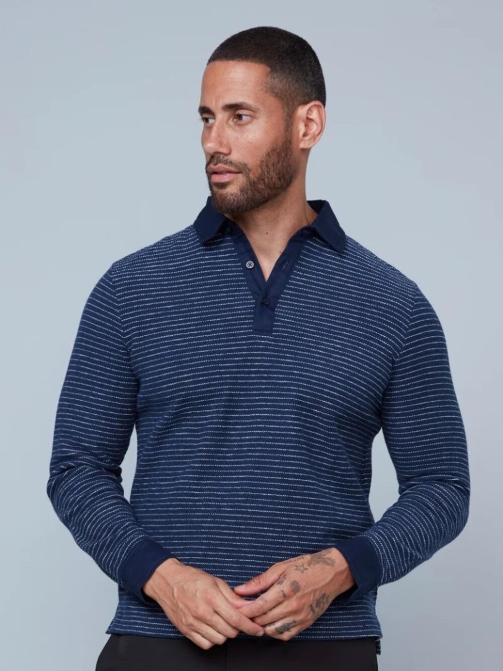 HEDGE Navy with White Striped Knit/54382